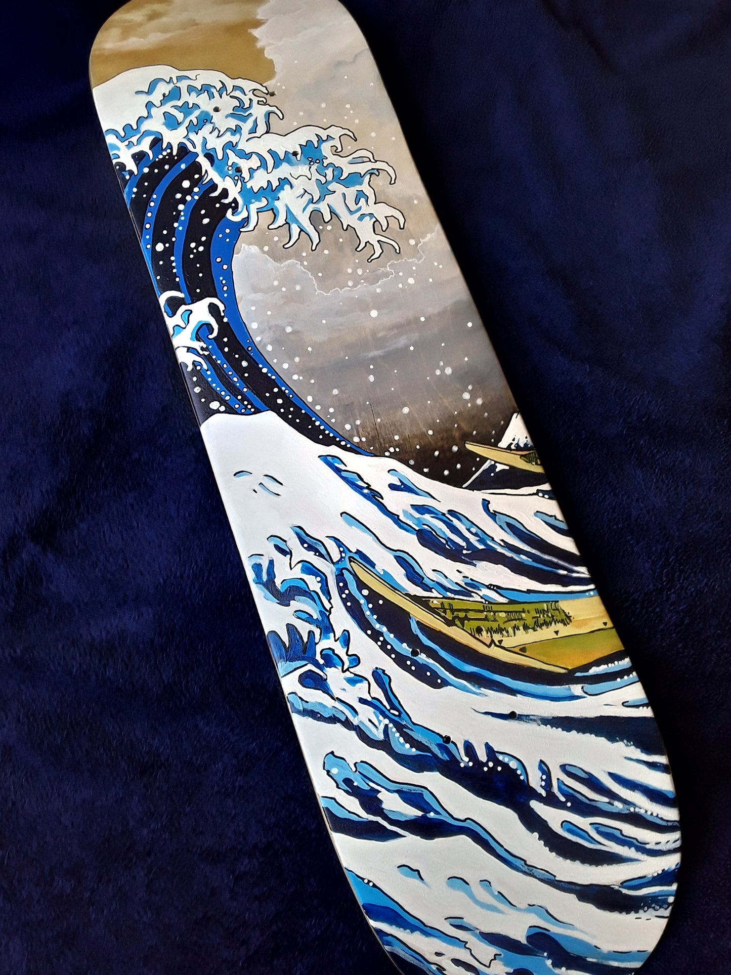 Original Hand Painted Kanagawa Wave Deck.