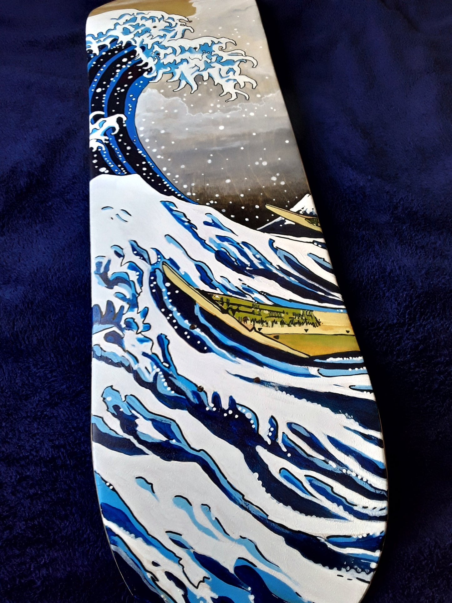 Original Hand Painted Kanagawa Wave Deck.