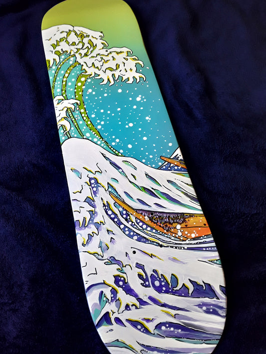 Ombre Hand Painted Kanagawa Wave