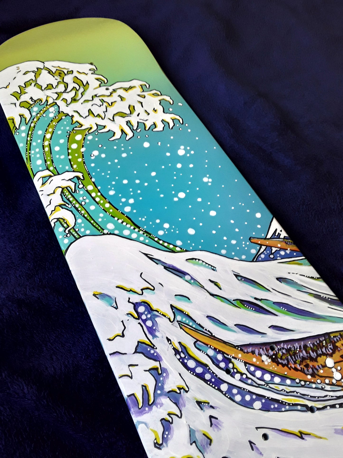 Ombre Hand Painted Kanagawa Wave